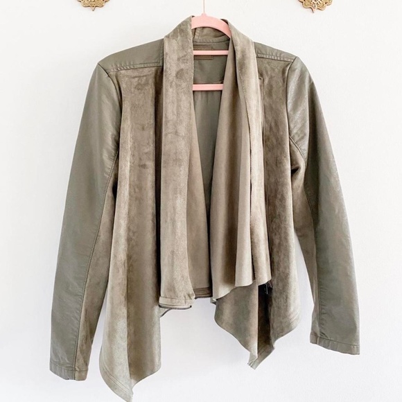 Sage Leather & Suede Moto Jacket - Picture 2 of 4